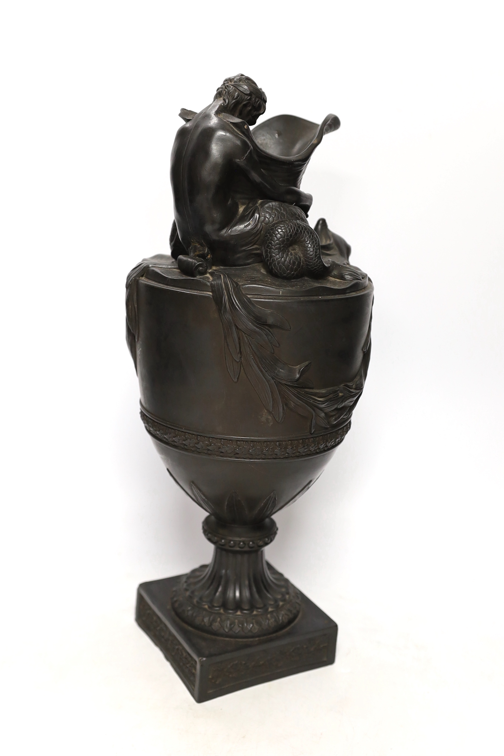 A Wedgwood Black Basalt ewer in the form of Neptune, c.1800, 38cm high